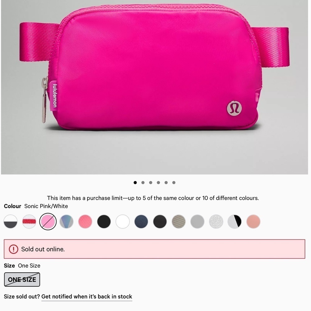 🎉HP🎉 Nwt SOLDOUT AUTHENTIC LULULEMON 1L EVERYWHERE BAG SONIC PINK WHITE Barbie - Picture 4 of 12